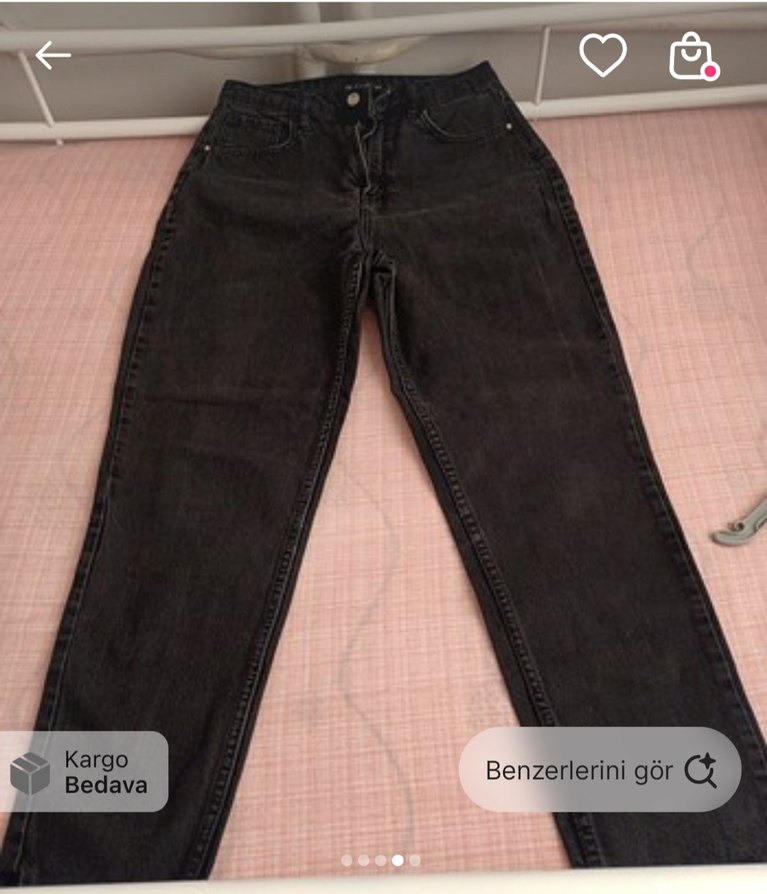 Siyah Rahat Kesim Midi Kadın Kot Pantolon - Görsel 3