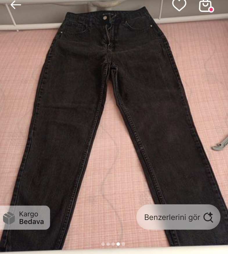 Siyah Rahat Kesim Midi Kadın Kot Pantolon - Görsel 2