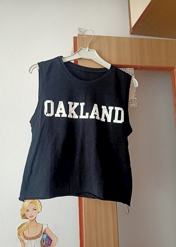 Siyah Denim Baskılı Kolsuz Mini Üst