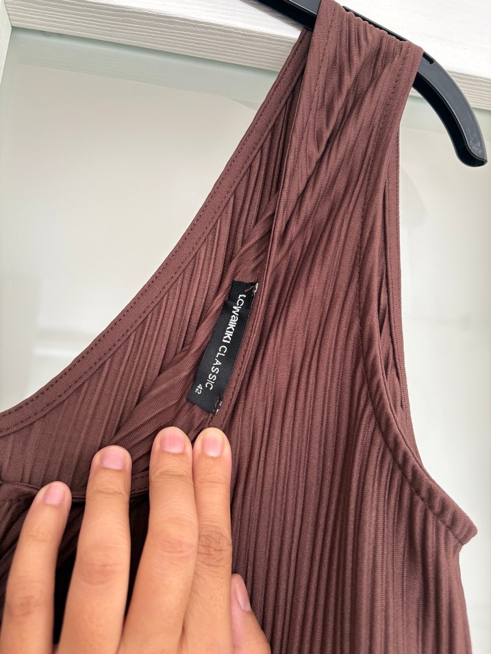 Kadın Kahverengi Piliseli Uzun Tulum - Görsel 3