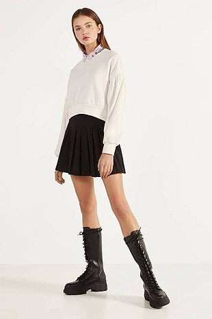 bershka siyah kısa etek