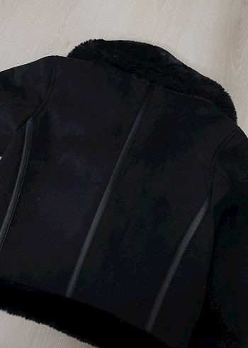 Pull&bear Kürklü Siyah Kadın Biker Ceket - Görsel 5