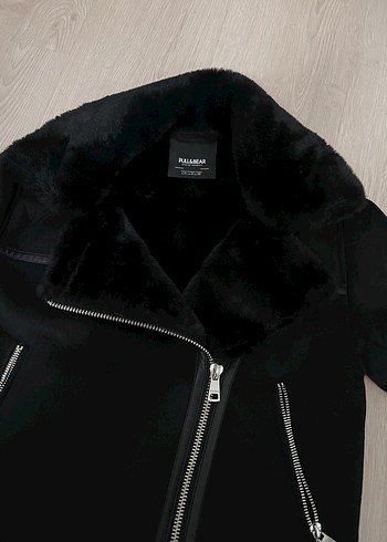 Pull&bear Kürklü Siyah Kadın Biker Ceket - Görsel 2
