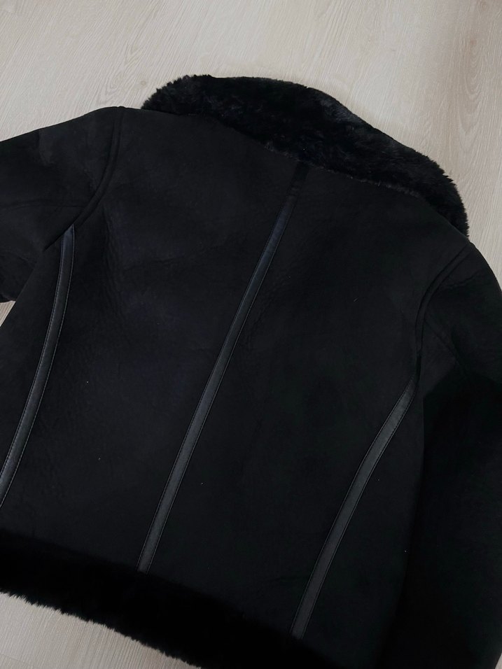 Pull&bear Kürklü Siyah Kadın Biker Ceket - Görsel 5