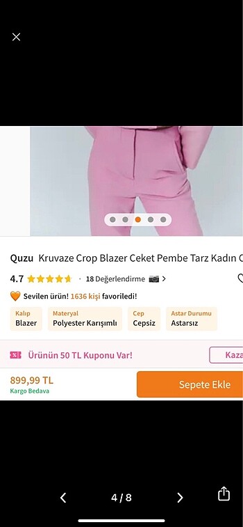 m Beden Quzu Crop Blazer Ceket
