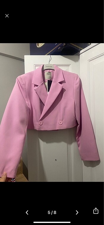 m Beden pembe Renk Quzu Crop Blazer Ceket