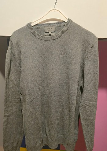 Marks & Spencer M S Gri Melanj Bisiklet Yaka Triko Kazak