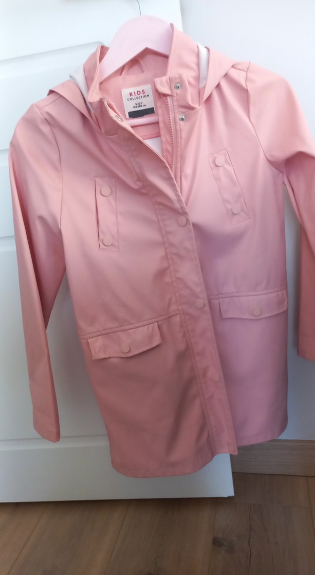 Kız Çocuk Pembe Düğmeli Yağmurluk - Görsel 4