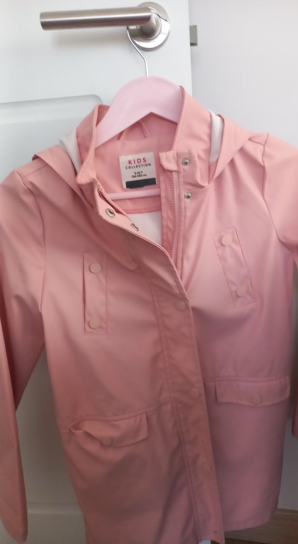 Kız Çocuk Pembe Düğmeli Yağmurluk - Görsel 3