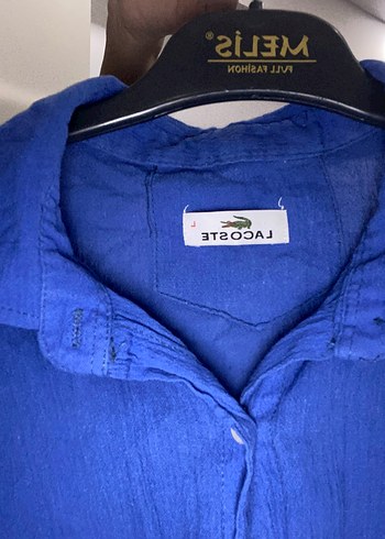 Mavi Keten Erkek Gömlek Düğmeli Yakalı - Görsel 2