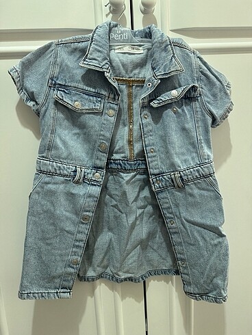 6 Yaş Beden mavi Renk Zara denim elbise yumusak denim