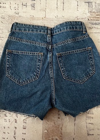 Kadın Koyu Mavi Kot Şort - Görsel 2