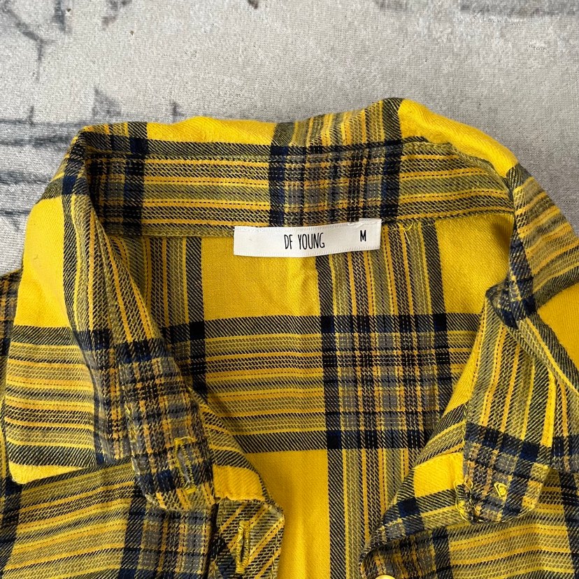 Sarı, Kareli Kadın Gömlek - Görsel 2