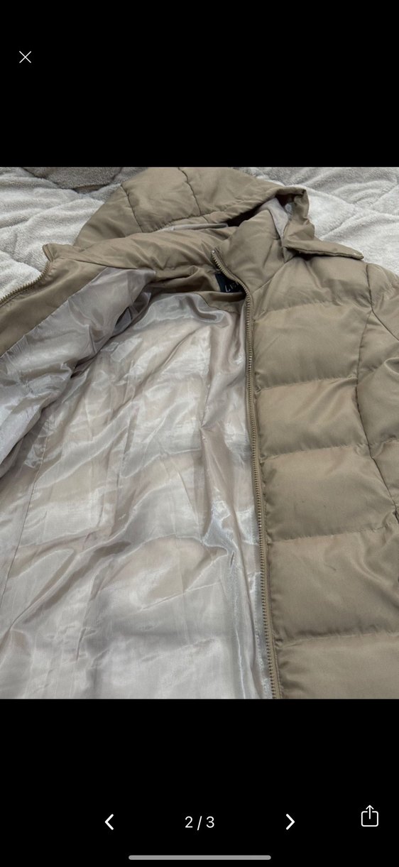 Bej Kadın Kışlık Mont Kürklü Kapüşonlu - Görsel 3