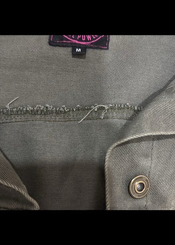 Haki Uzun Denim Kadın Ceket - Görsel 2