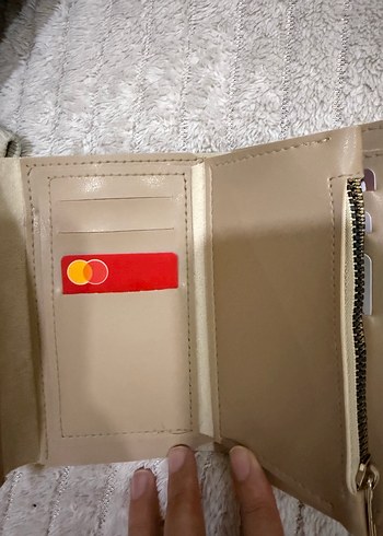 Bej Deri Kadın Fermuarlı Clutch Cüzdan - Görsel 2