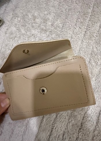 Bej Deri Kadın Fermuarlı Clutch Cüzdan - Görsel 3