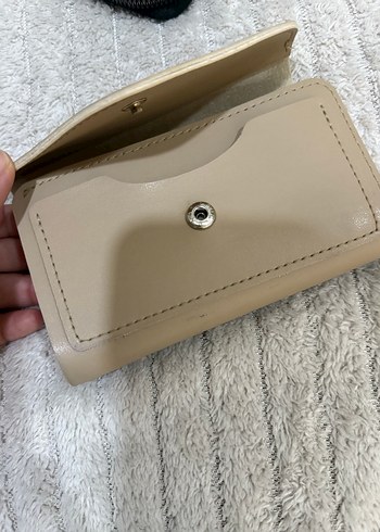 Bej Deri Kadın Fermuarlı Clutch Cüzdan - Görsel 5