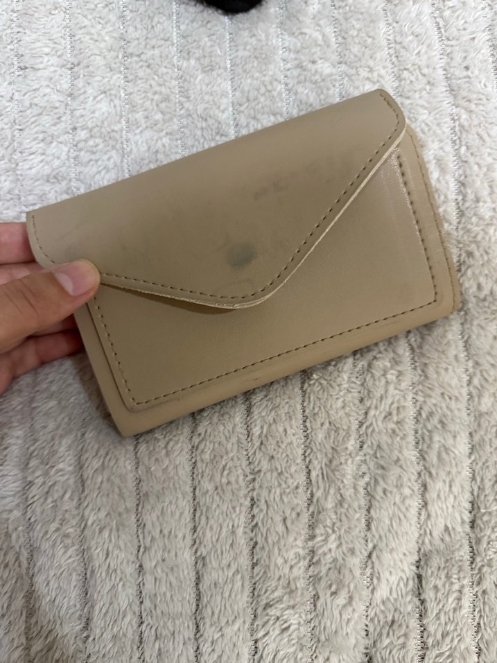 Bej Deri Kadın Fermuarlı Clutch Cüzdan - Görsel 4