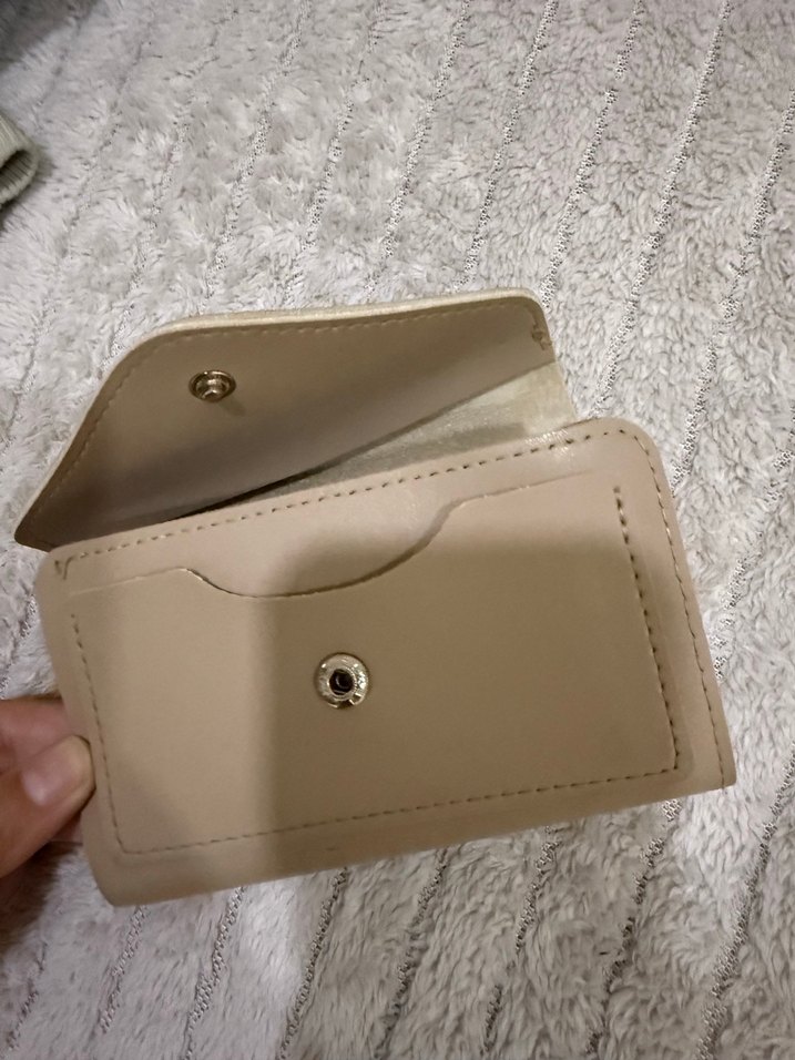 Bej Deri Kadın Fermuarlı Clutch Cüzdan - Görsel 3