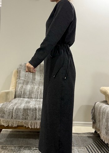 Kadın Siyah Uzun Kollu Uzun Elbise - Görsel 4