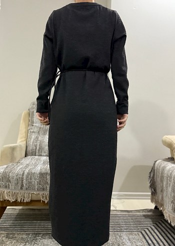 Kadın Siyah Uzun Kollu Uzun Elbise - Görsel 3