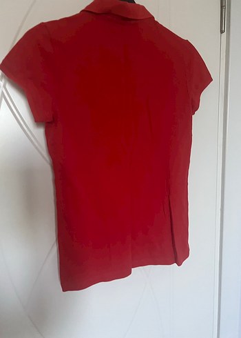 Kız Çocuk Kırmızı Polo Yaka Tişört - Görsel 3