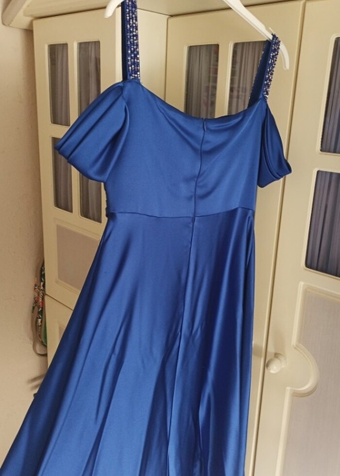 Saten saks mavisi abiye - Görsel 4