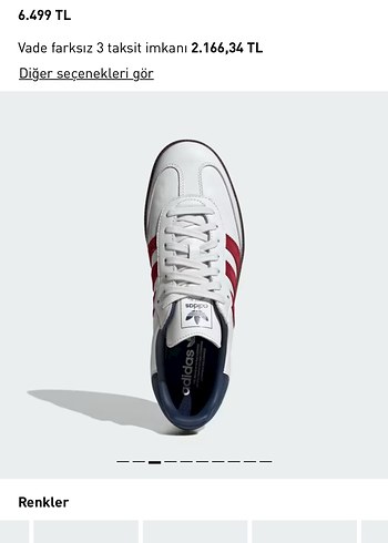 39 Beden Adidas samba Beyaz Kırmızı Çizgili Kadın Spor Ayakkabı