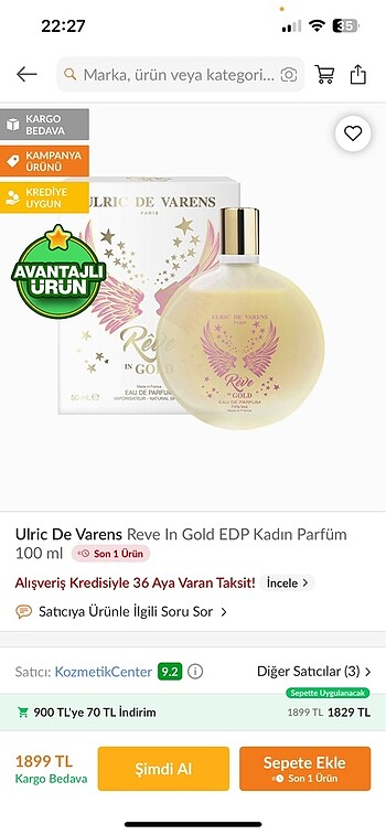 Diğer Urlic De Varens Reve in gold edp parfum