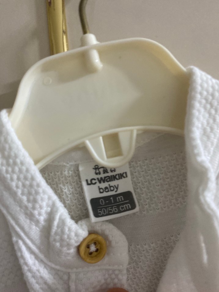 Kısa Kollu Beyaz Örgü Bebek Body - Görsel 5