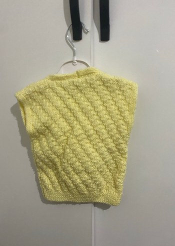 Çocuk Sarı V Yaka Örgü Süveter - Görsel 4