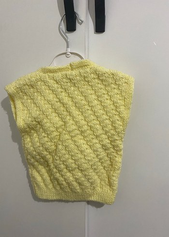 Çocuk Sarı V Yaka Örgü Süveter - Görsel 5