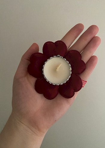 Bordo Gül Detaylı Mum ve Mumluk Seti - Görsel 7