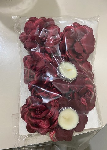 Bordo Gül Detaylı Mum ve Mumluk Seti - Görsel 4