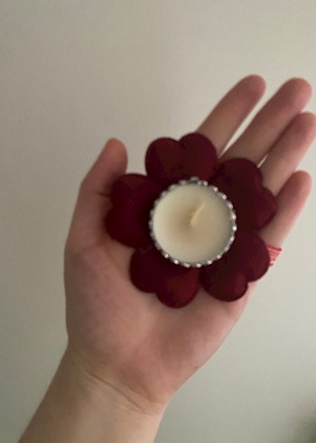 Bordo Gül Detaylı Mum ve Mumluk Seti - Görsel 9