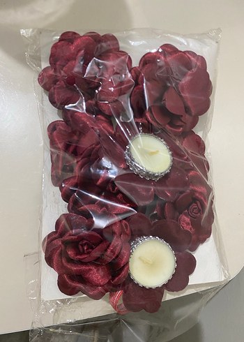 Bordo Gül Detaylı Mum ve Mumluk Seti - Görsel 5