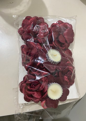 Bordo Gül Detaylı Mum ve Mumluk Seti - Görsel 6