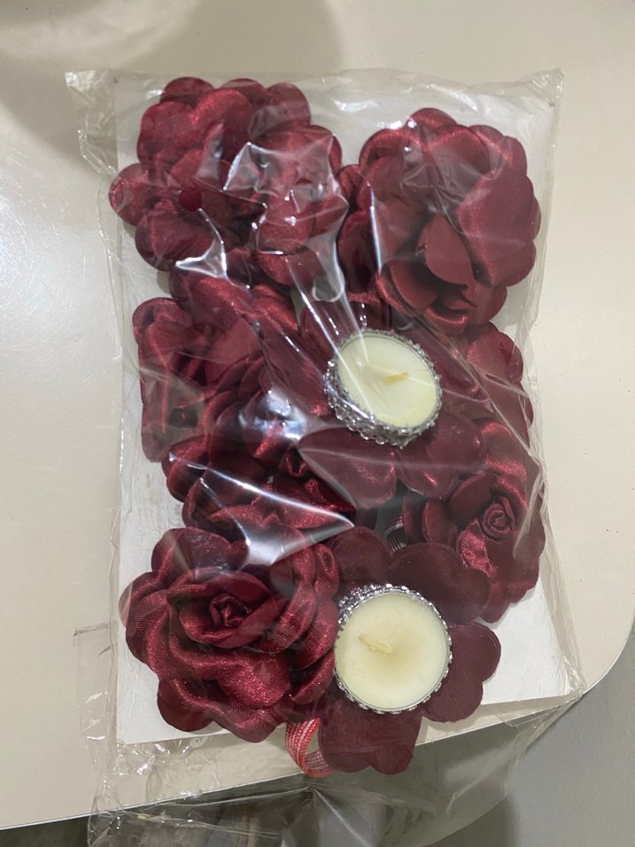 Bordo Gül Detaylı Mum ve Mumluk Seti - Görsel 5