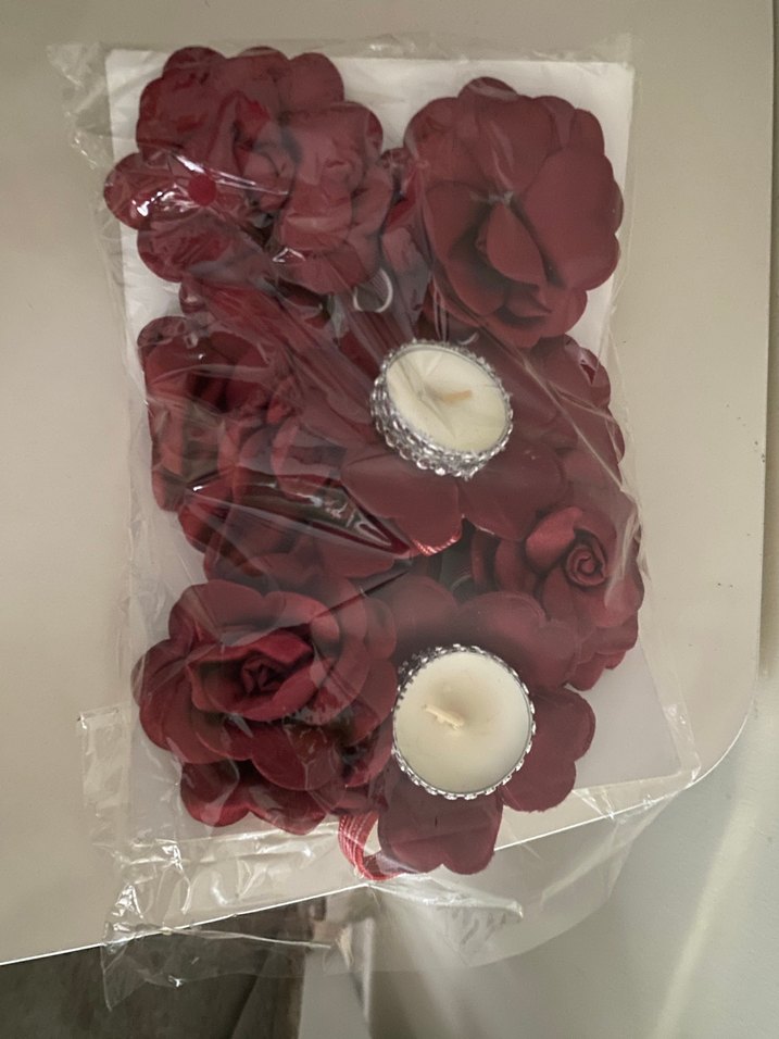 Bordo Gül Detaylı Mum ve Mumluk Seti - Görsel 2