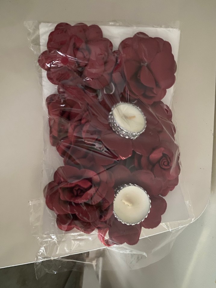 Bordo Gül Detaylı Mum ve Mumluk Seti - Görsel 3