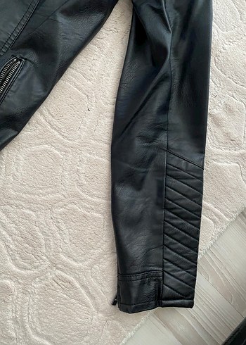 Erkek Siyah Deri Biker Ceket - Görsel 5