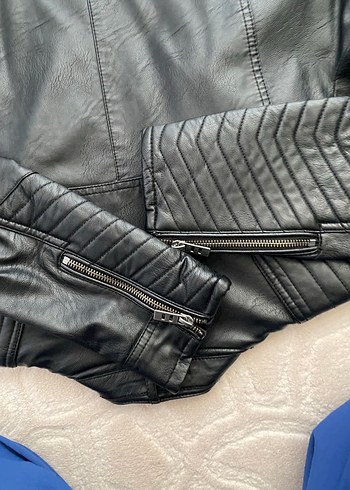 Erkek Siyah Deri Biker Ceket - Görsel 3