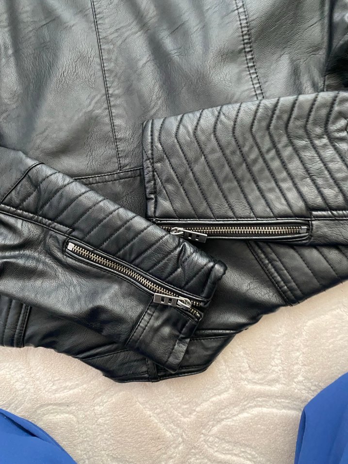 Erkek Siyah Deri Biker Ceket - Görsel 3