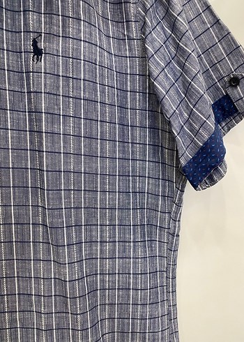 Erkek Kısa Kollu Düğmeli Keten Gömlek - Görsel 4