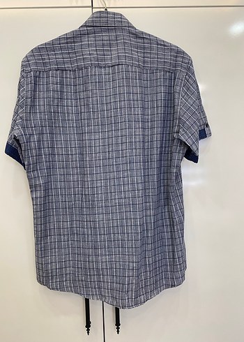 Erkek Kısa Kollu Düğmeli Keten Gömlek - Görsel 3