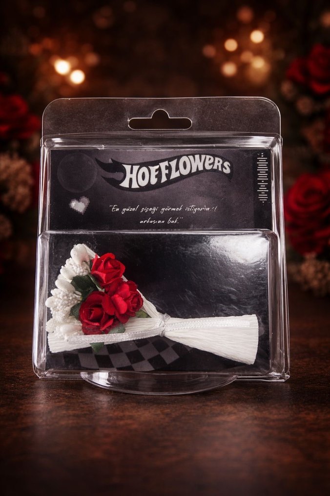 HOTFLOWERS Beyaz Kırmızı Çiçekli Dekoratif Buket - Görsel 3