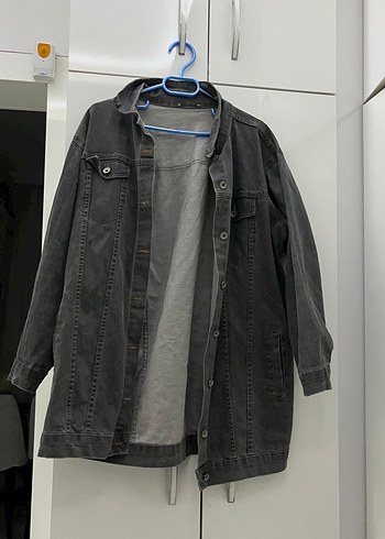LC Waikiki Koyu Gri Denim Uzun Ceket