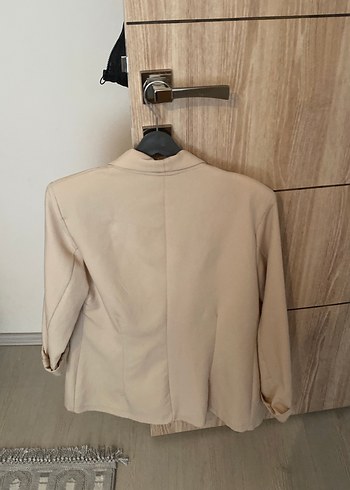 42 Beden Bej Kadın Keten Midi Ceket