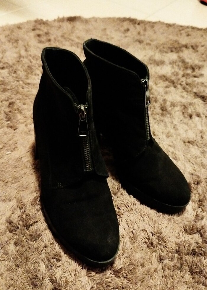 Stradivarius topuklu süet bot - Görsel 2